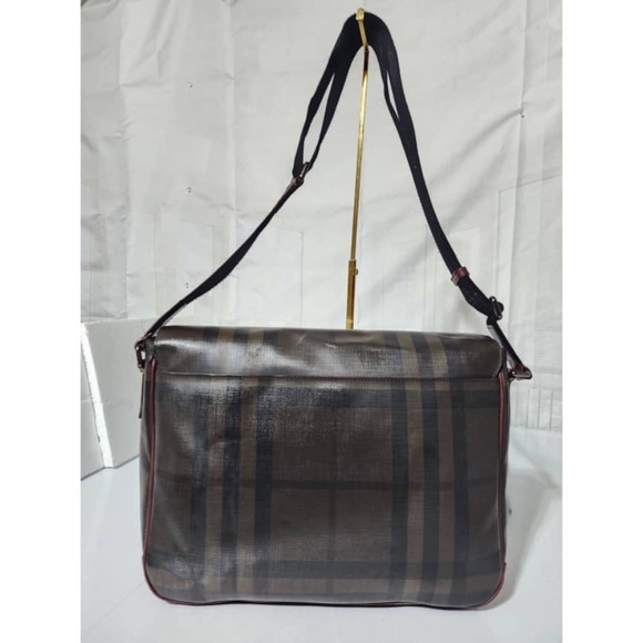 Authentic Burberry Smoked Check Crossbody/Messenger Bag Wine/Brown - Picture 4 of 16